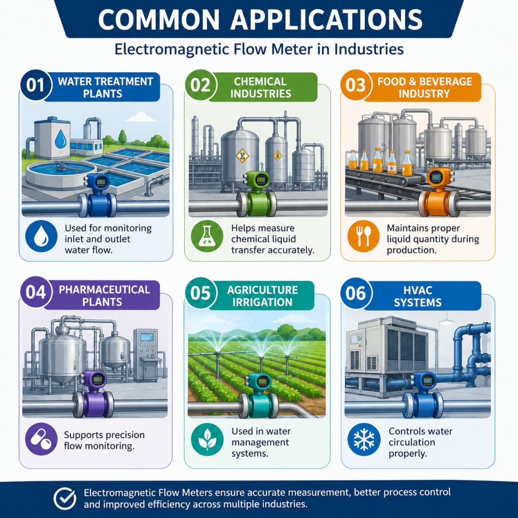 Common Applications electromagnetic flow meter in industries